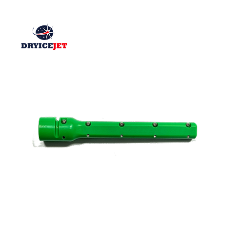 Model DT-Y9 low to high-flow dry ice nozzle, consuming 1.5 m³/min of air, 155mm long, constructed from aluminum.