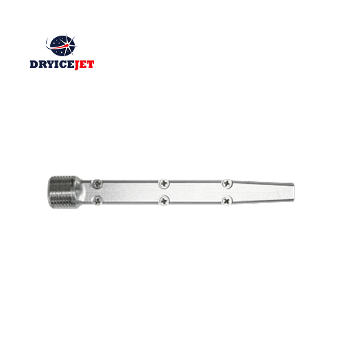 Model DT-T04 low-flow dry ice nozzle, consuming 1.0 m³/min of air, 150mm long, constructed from aluminum.